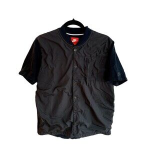 Nike Button Up Short Sleeve Size Medium Pockets Black